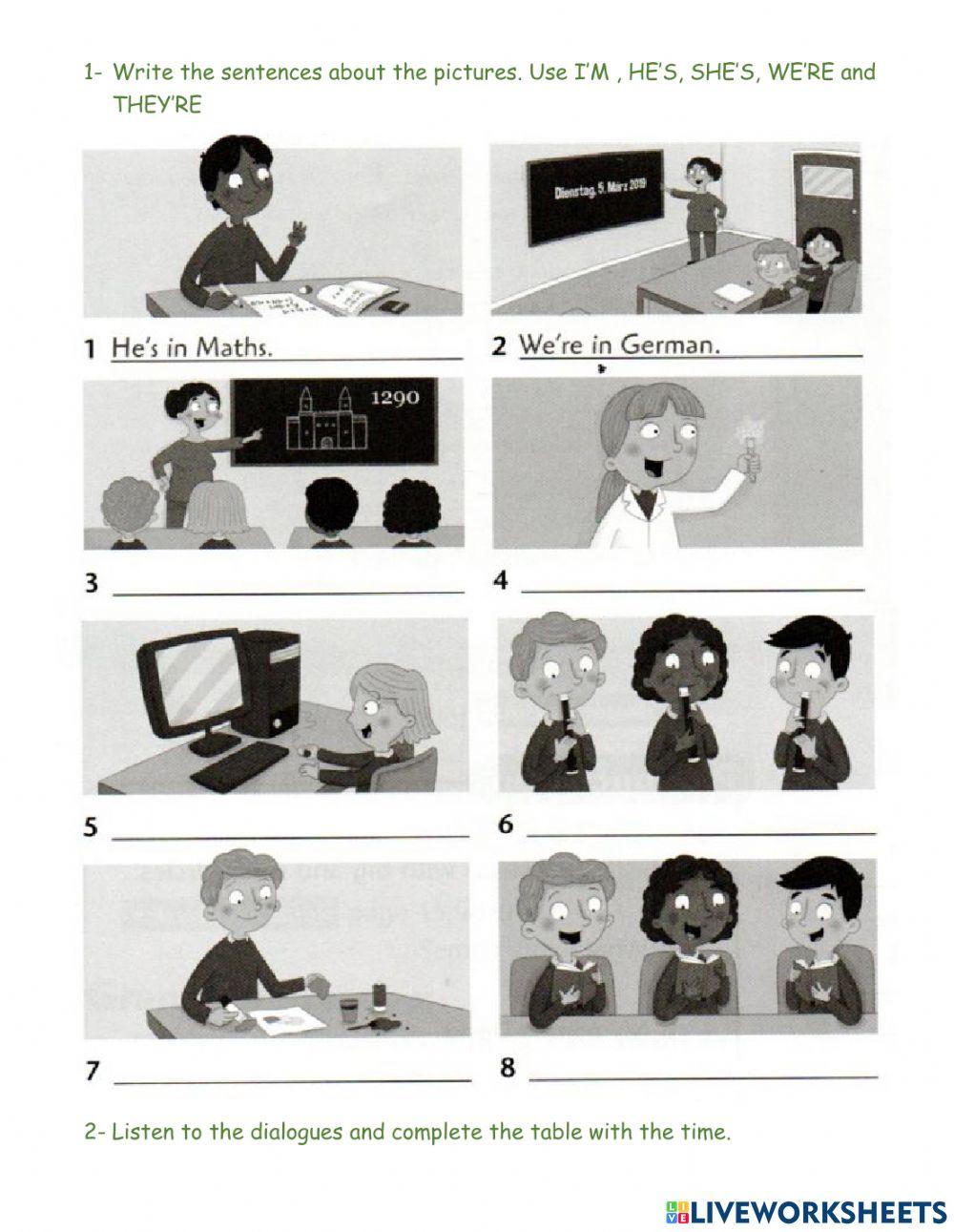 Subjects and timetables