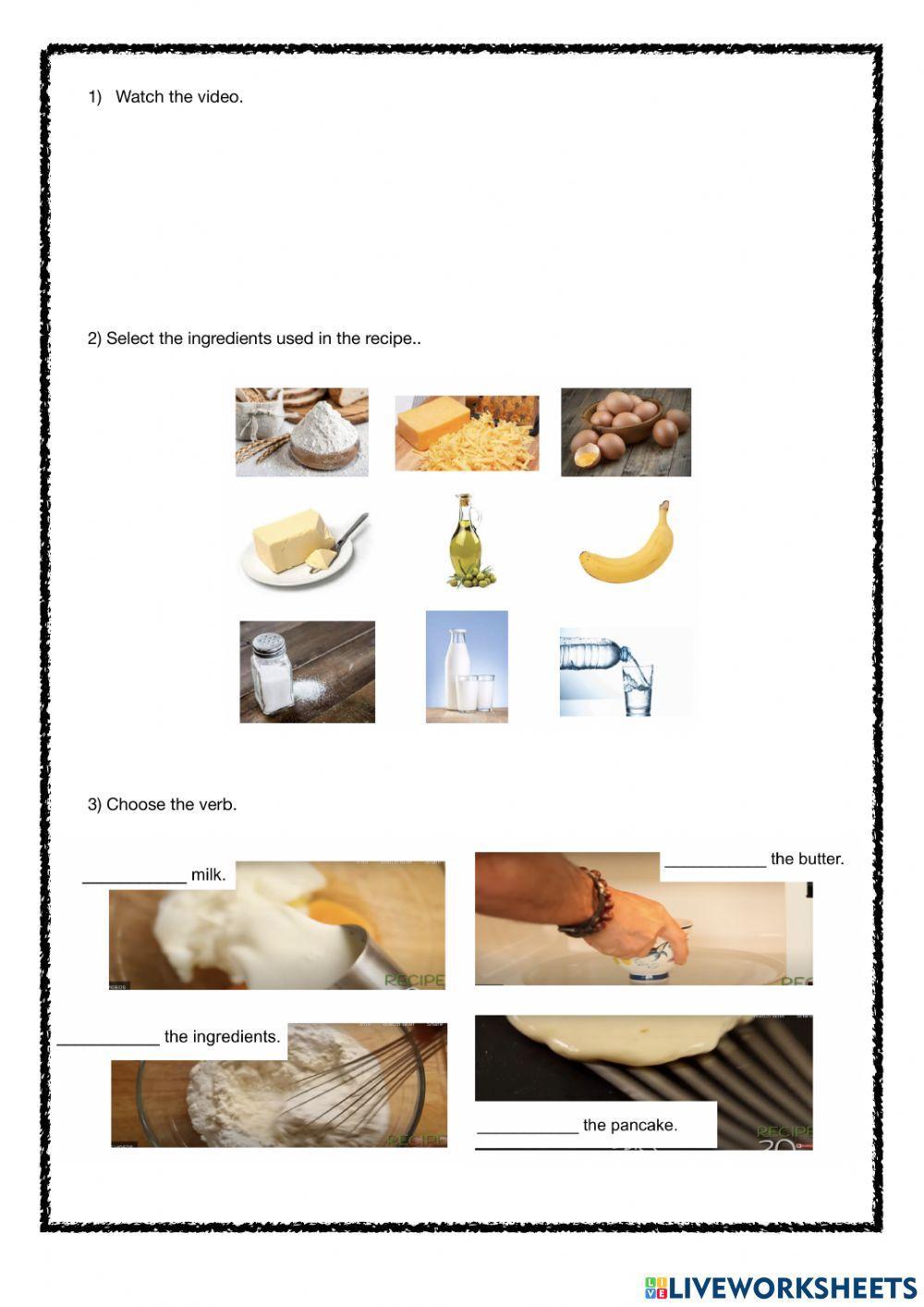 Recipe -Ingredients Cooking verbs