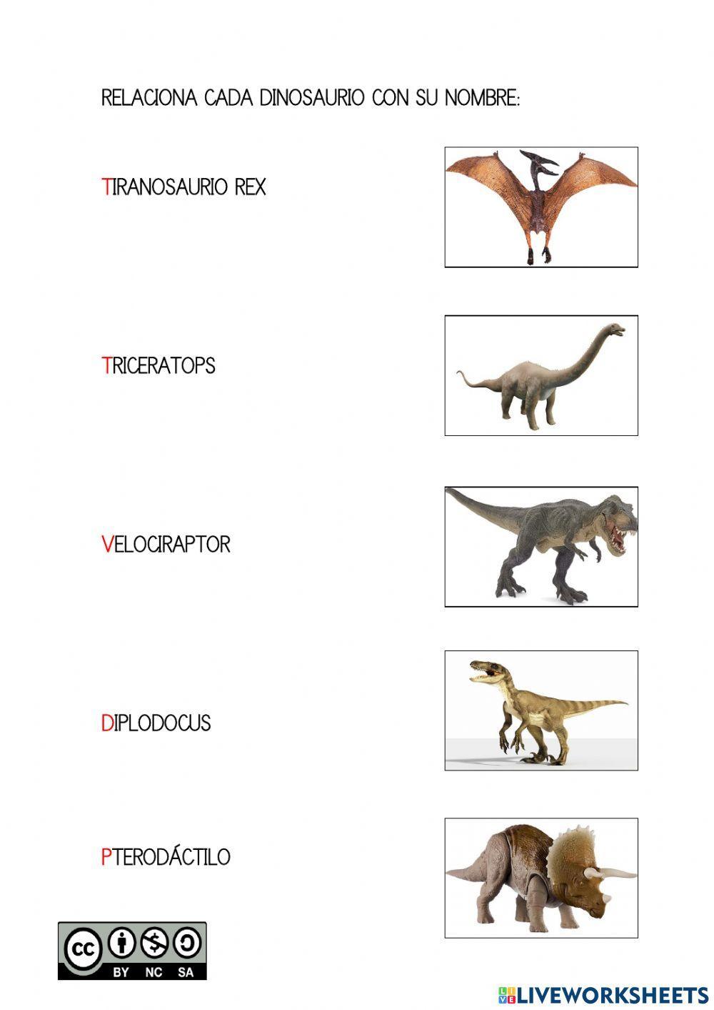 Relaciona los dinosaurios con su nombre