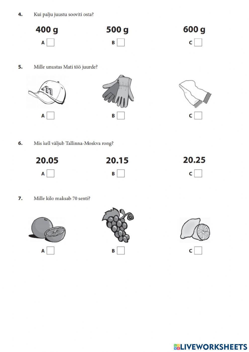A2 test exercise | Live Worksheets