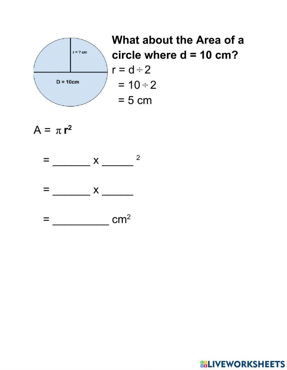 Finding Area of a Circle