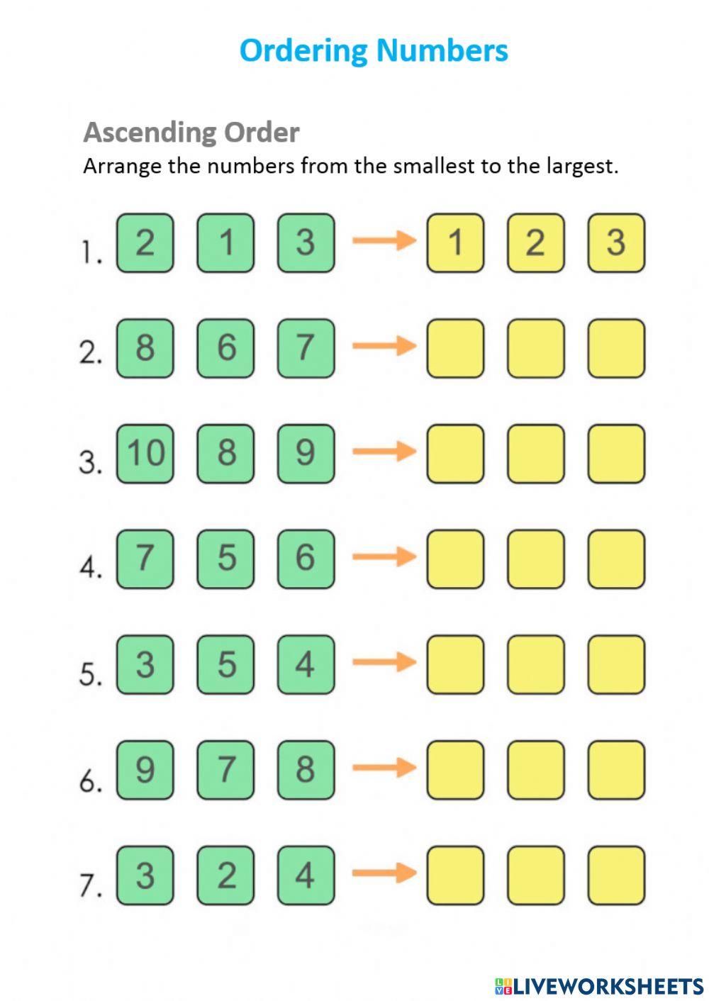 Ascending Order (1 digit)