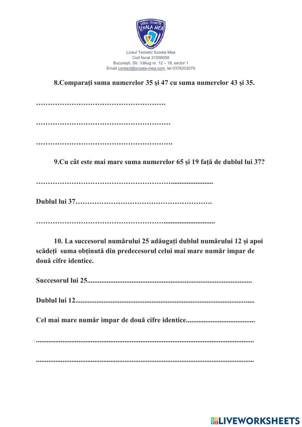 Adunare și scădere 0-100 cu TPO