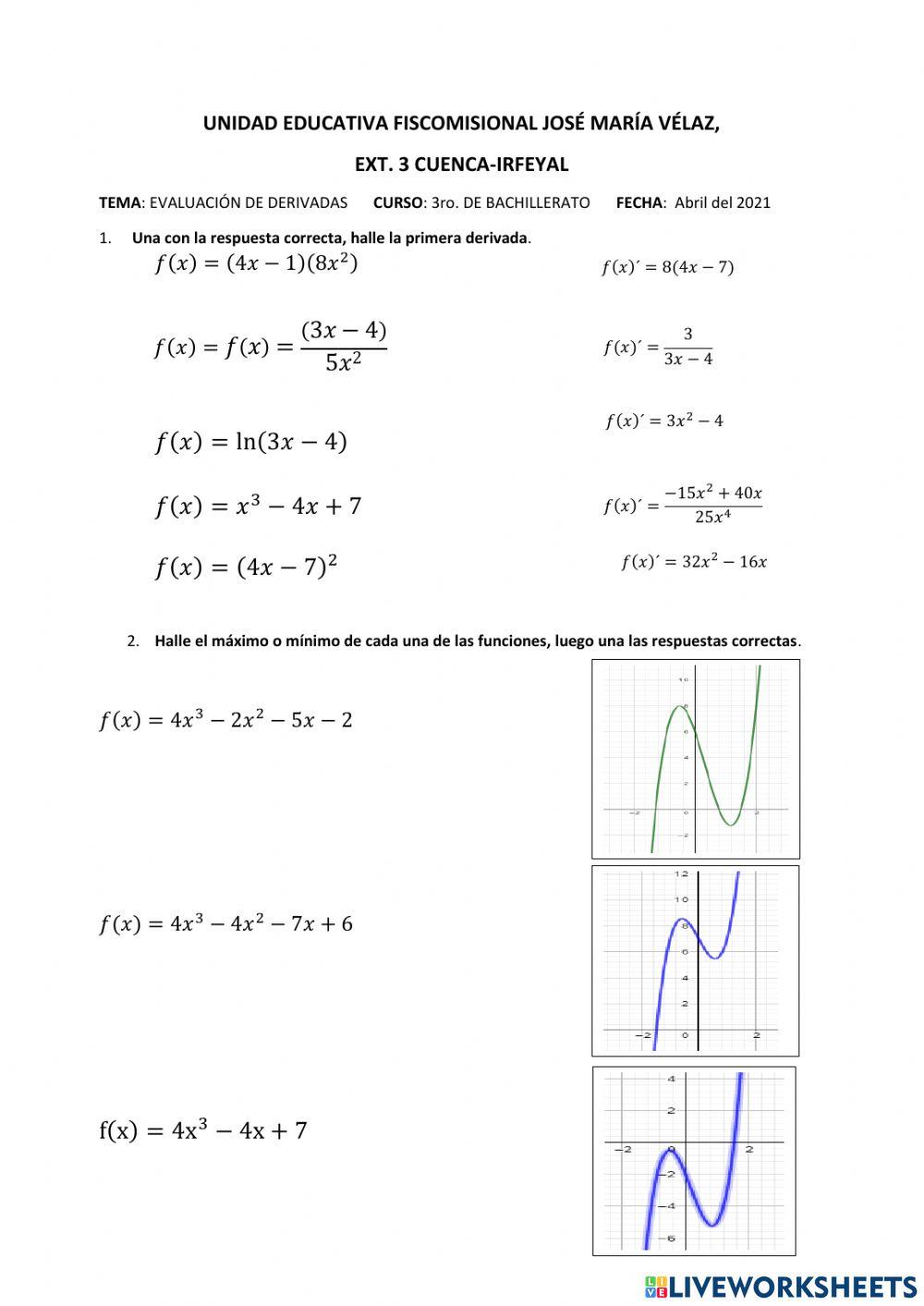 Derivadas propiedades