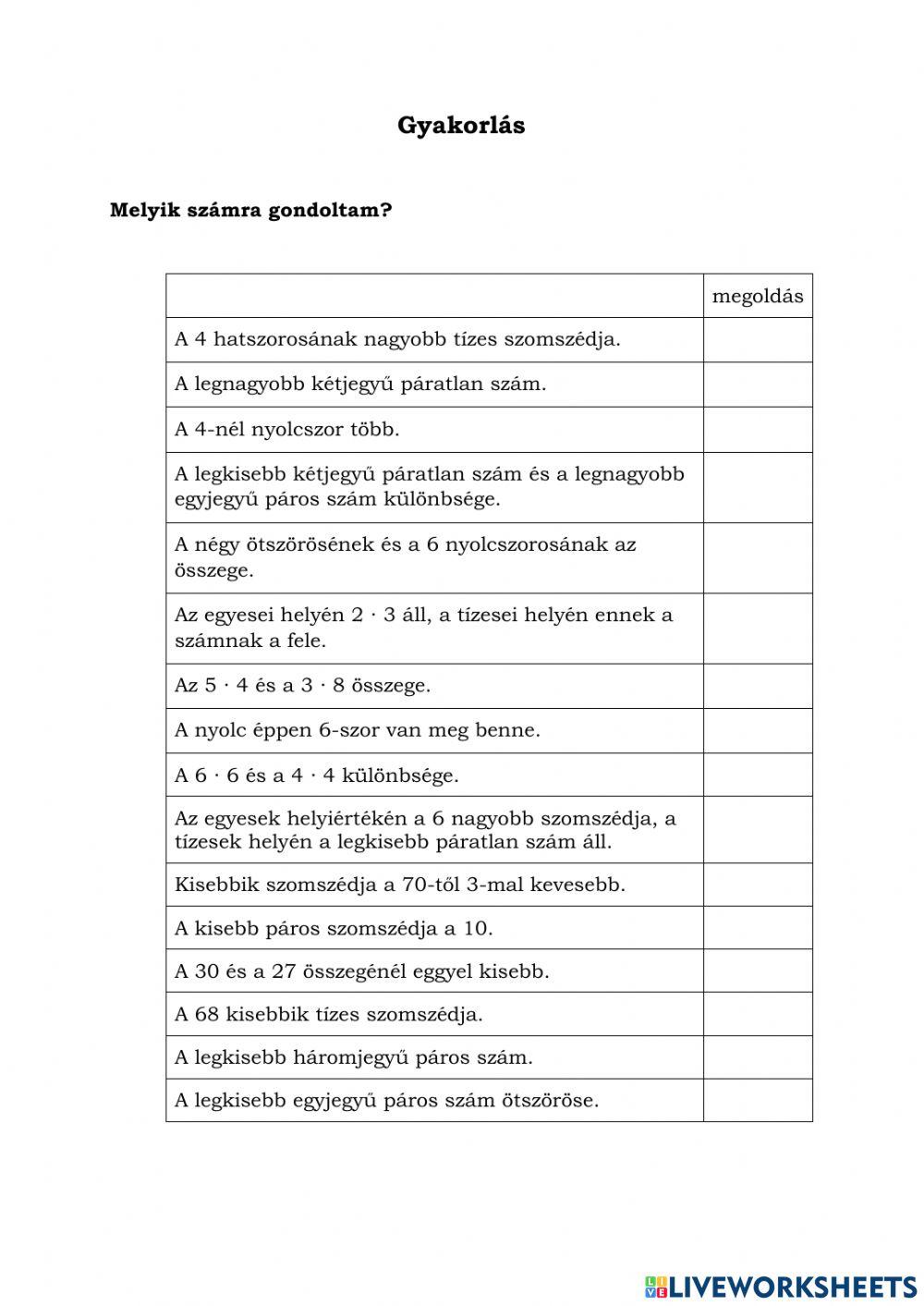 Gondoltam egy számra