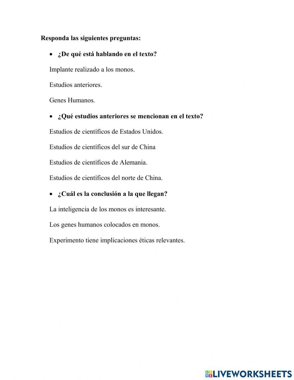 Texto de divulgación científica Monos