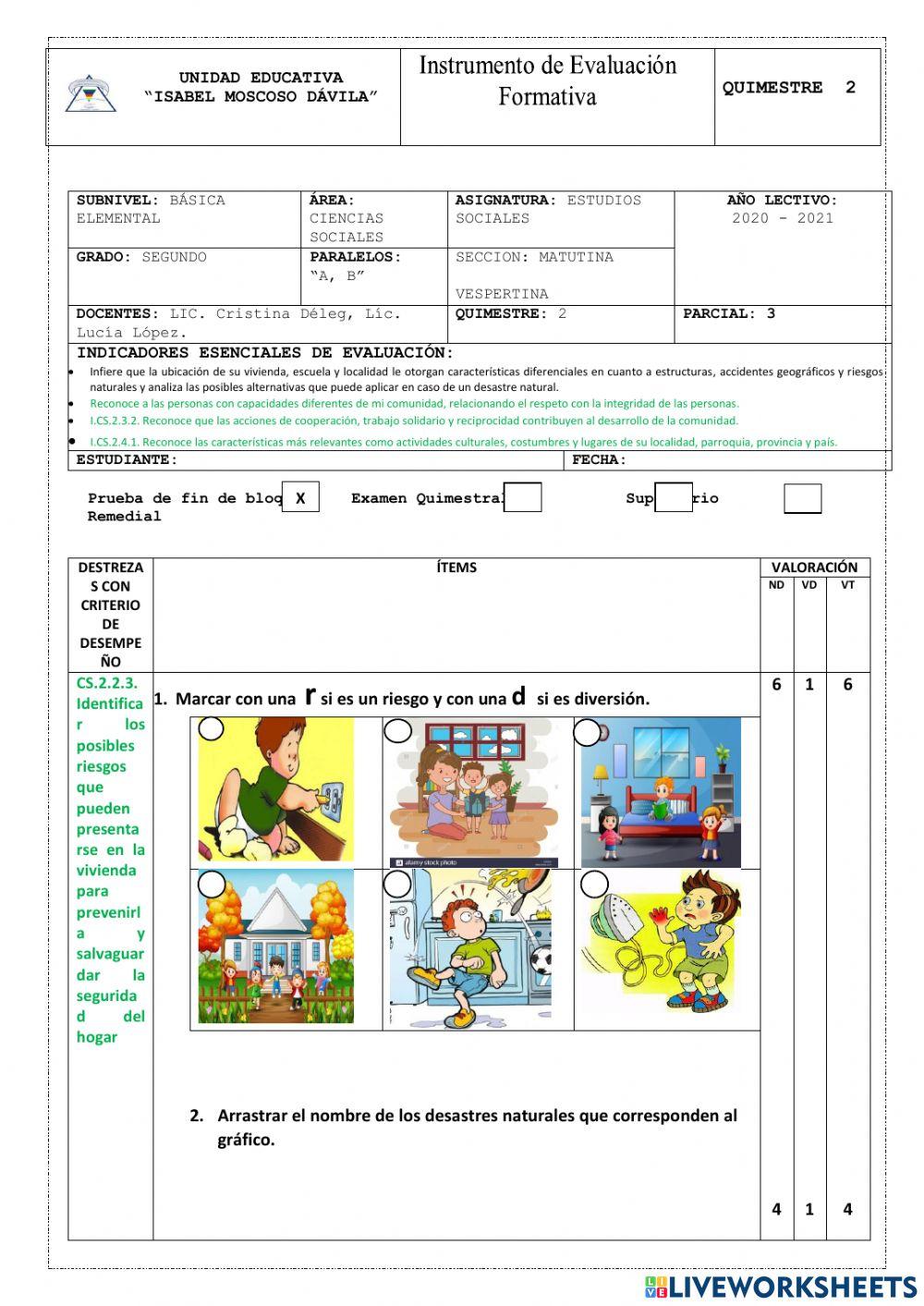 Evaluación estudios sociales bloque 3