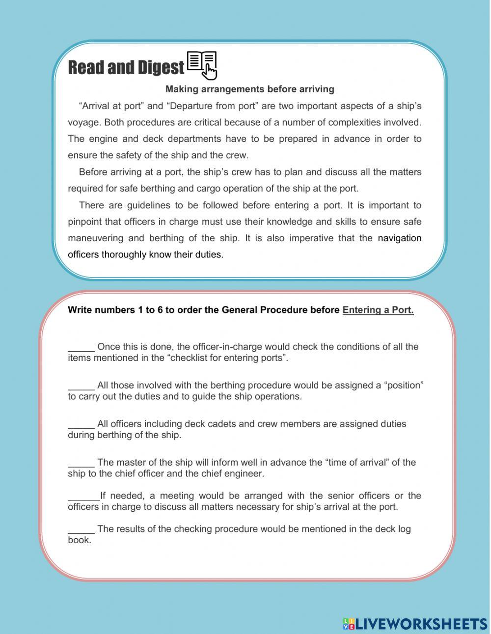 Reading practice orginizining information