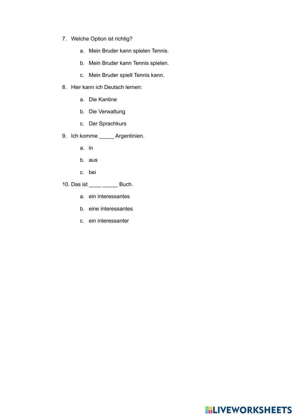 Grammatik Kapitel 1 und 2