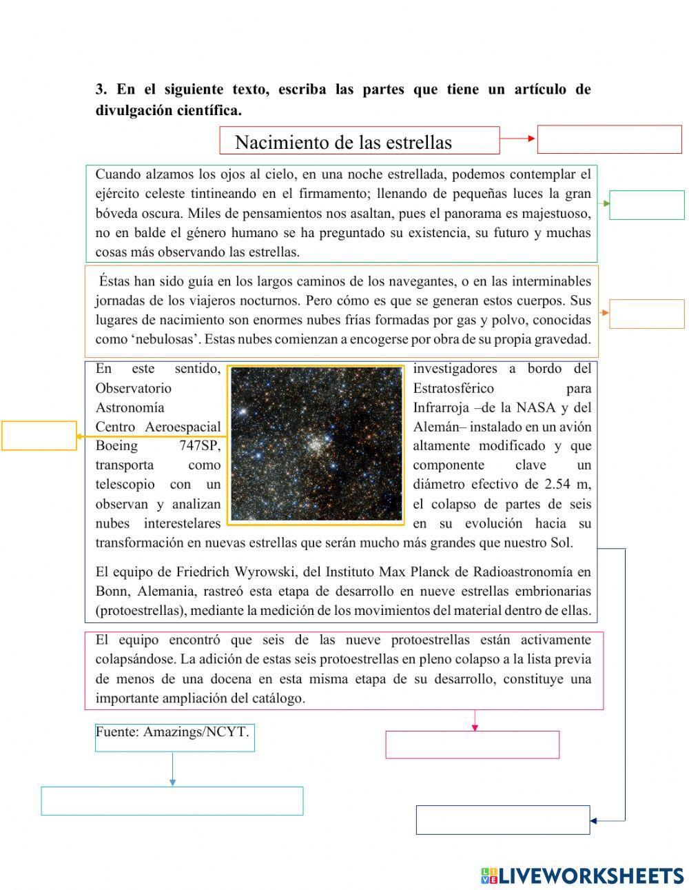 Textos de divulgación científica Estrellas