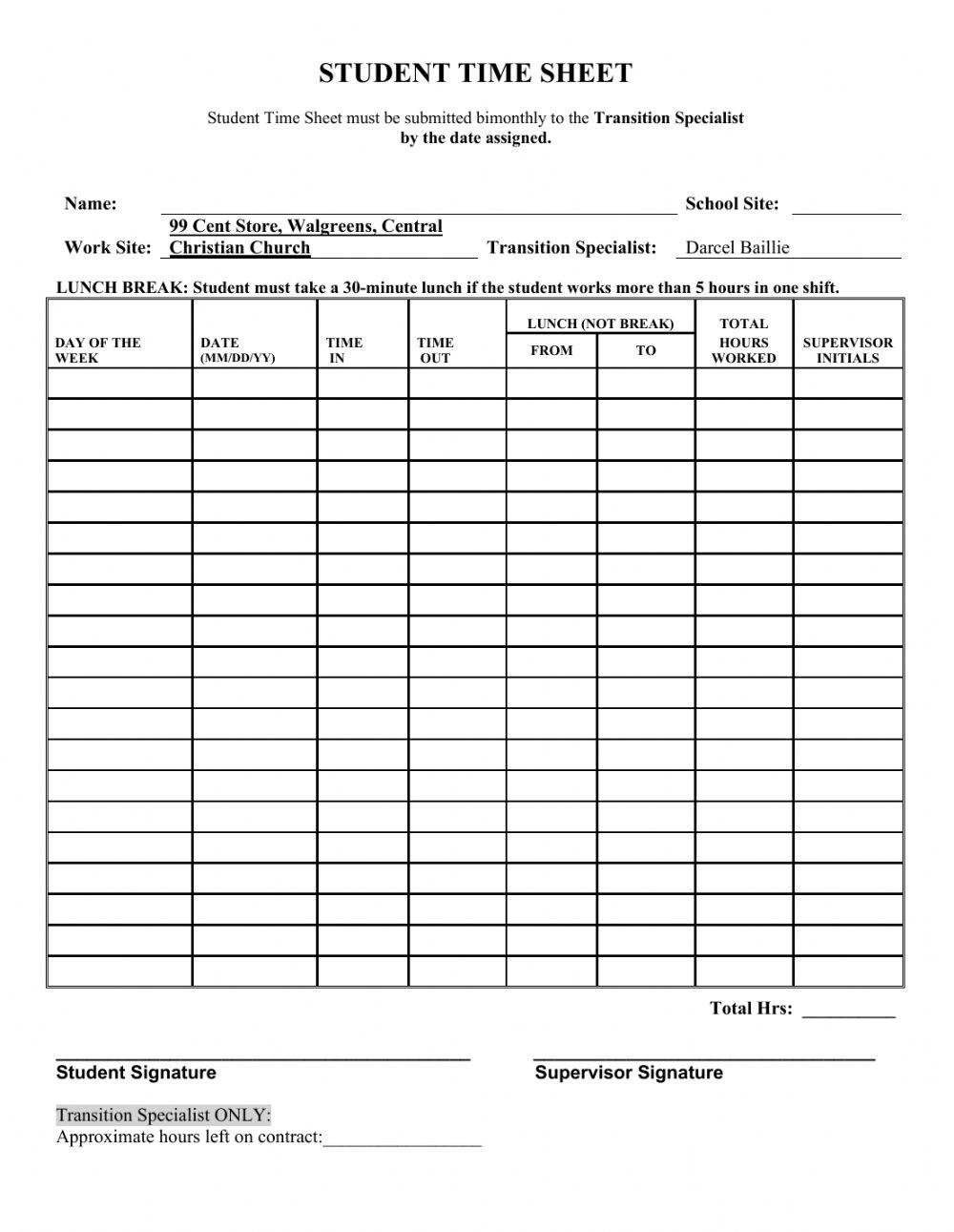 Time Sheet Week - 32