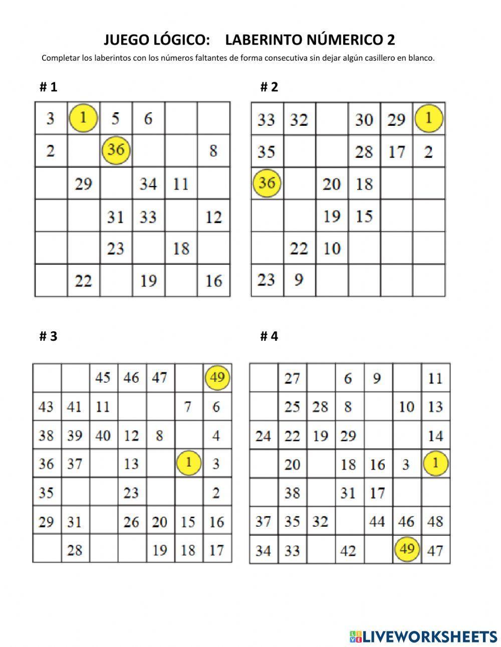 Laberinto Numérico N°2