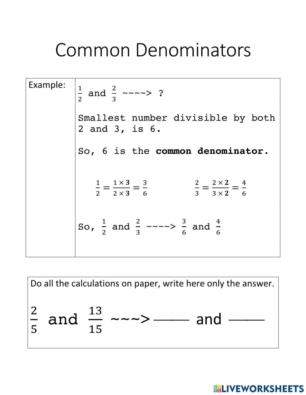 Common Denominators - 1