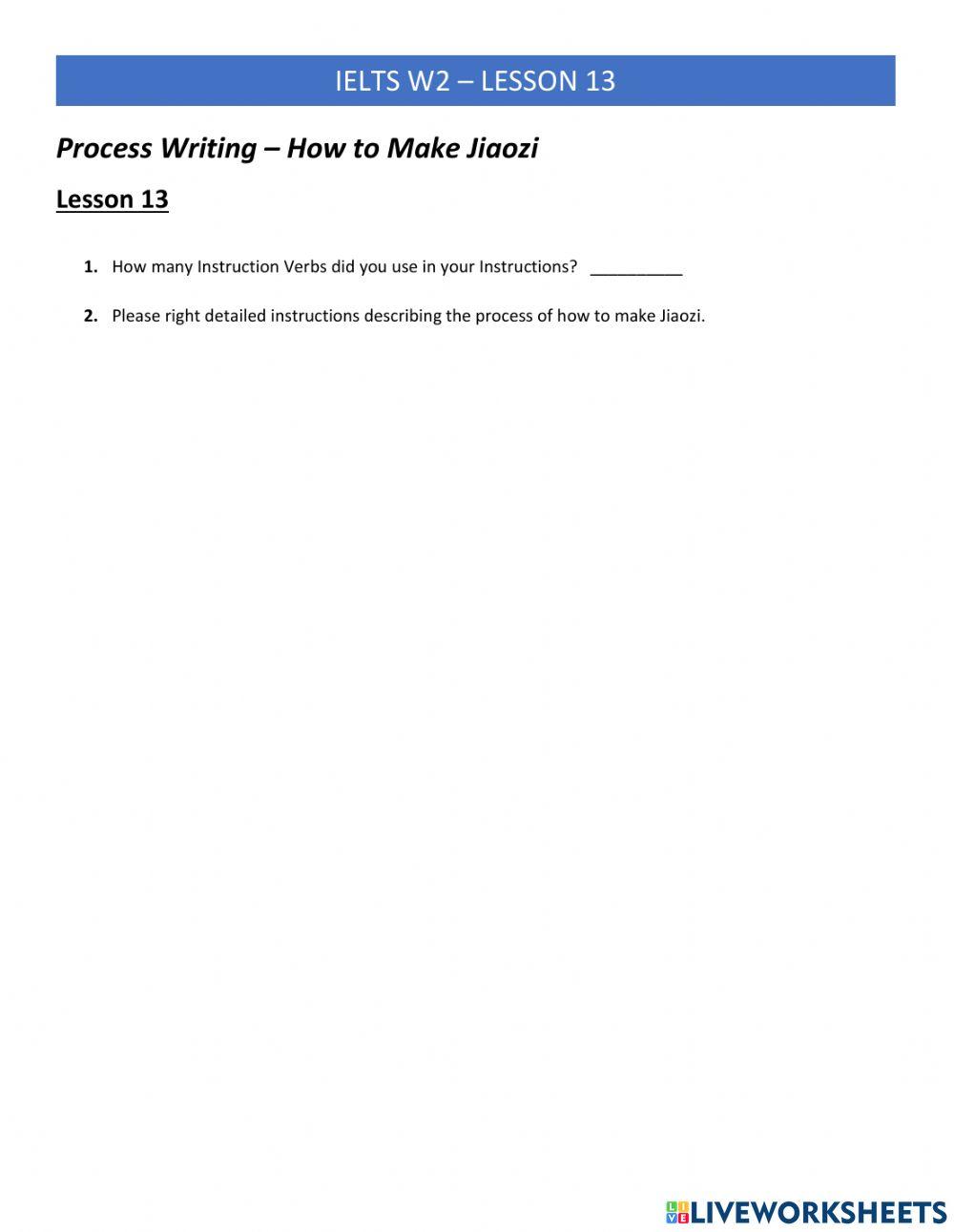 IELTS Writing 2 LEsson 13 Process Writing