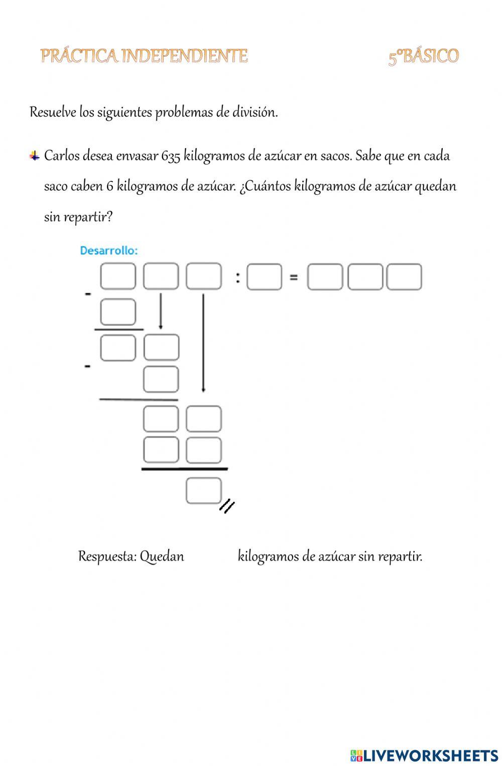División usando el algoritmo