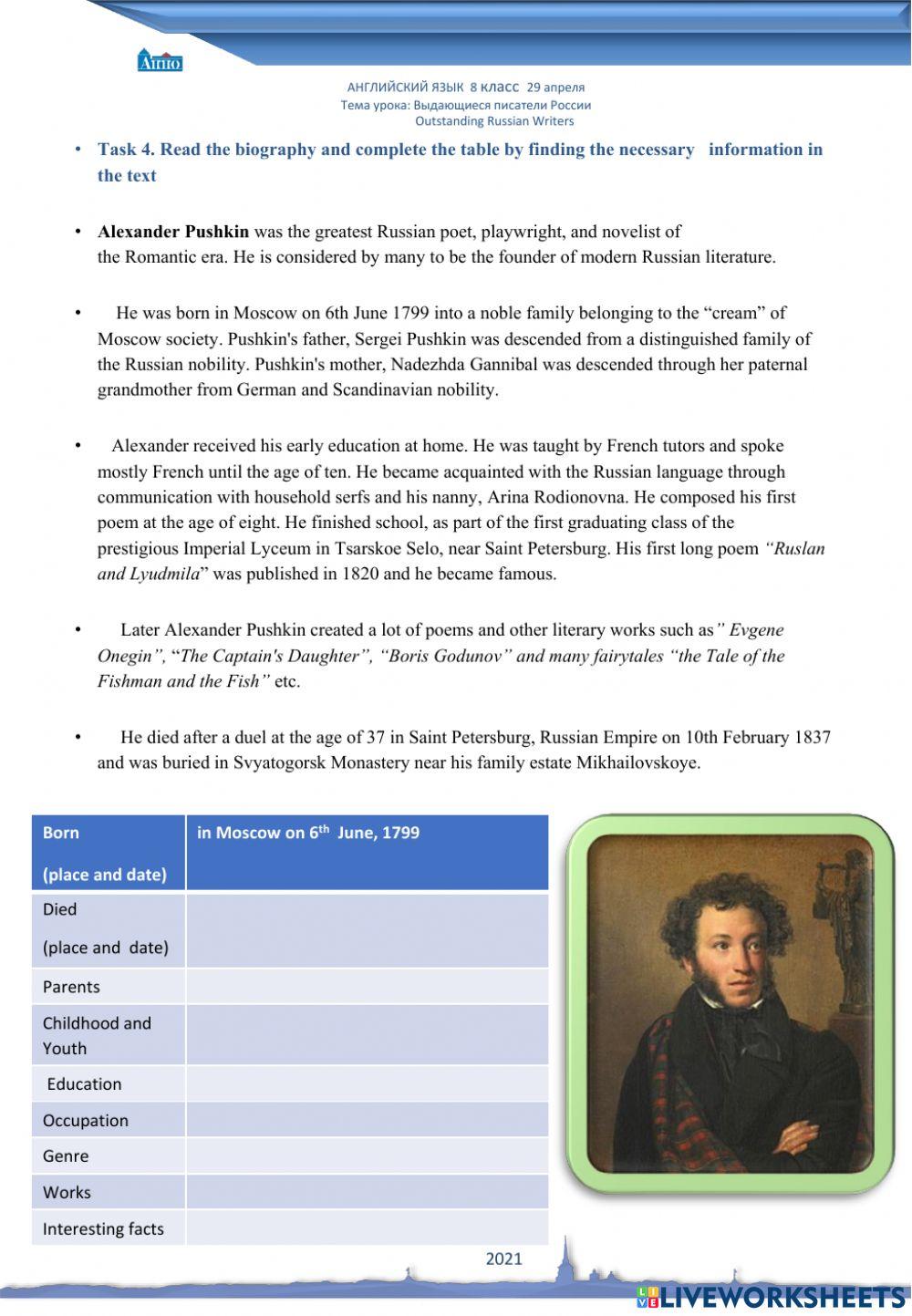 Outstanding Russian writers