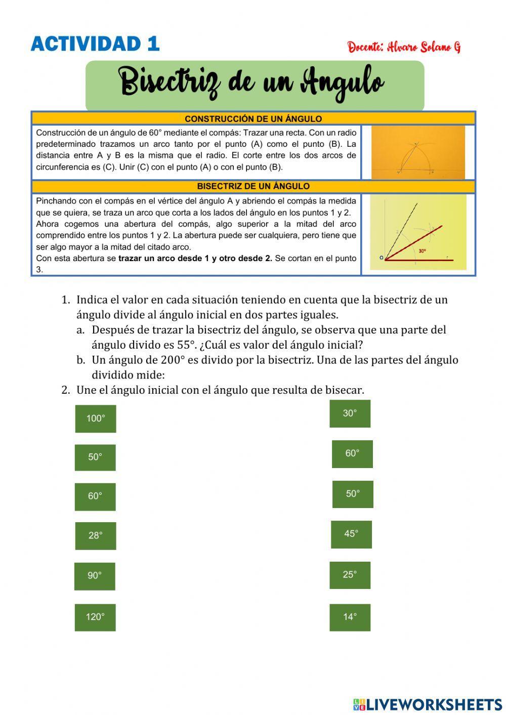 Bisectriz de un angulo