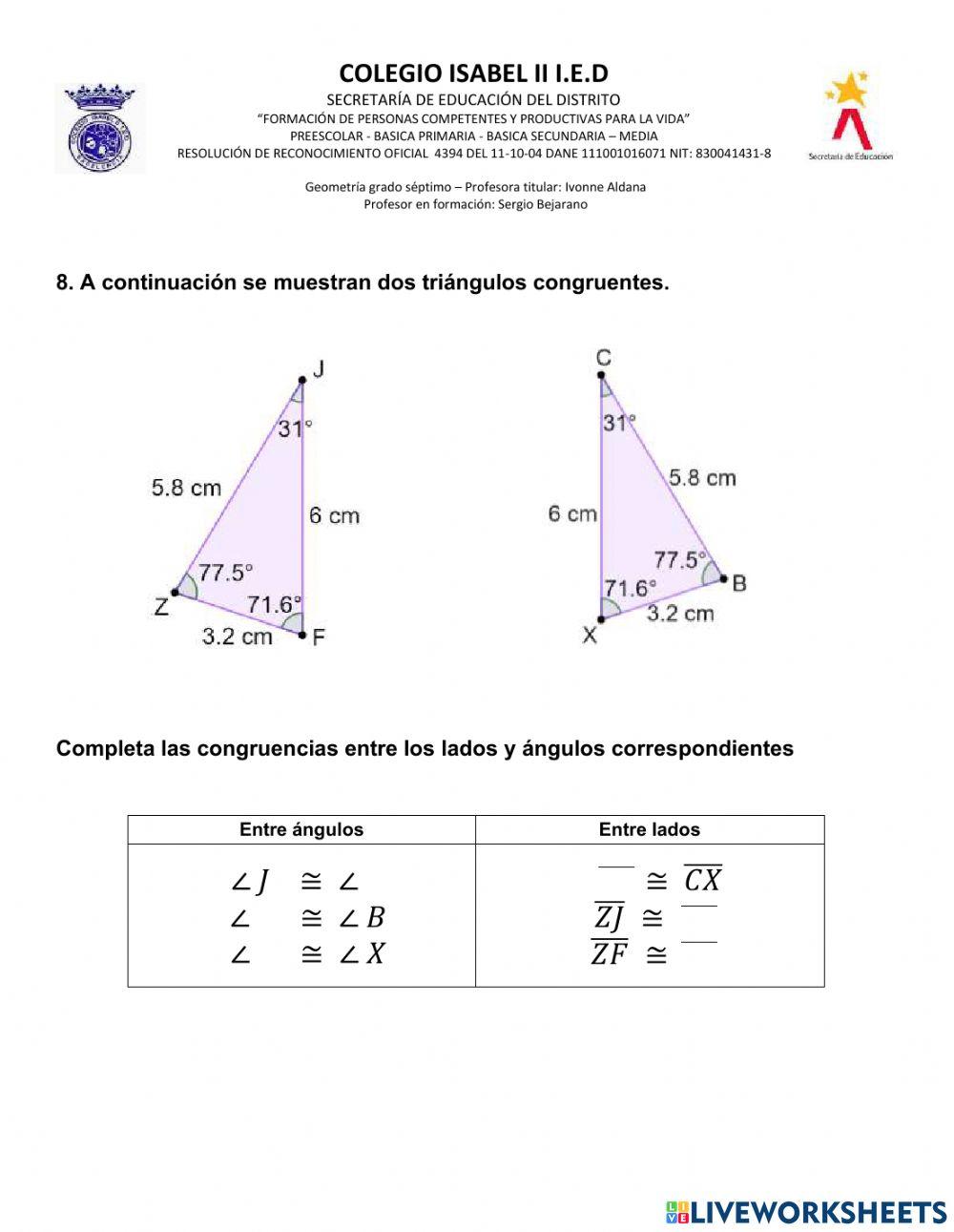 TRIÁNGULOS CONGRUENTES 702