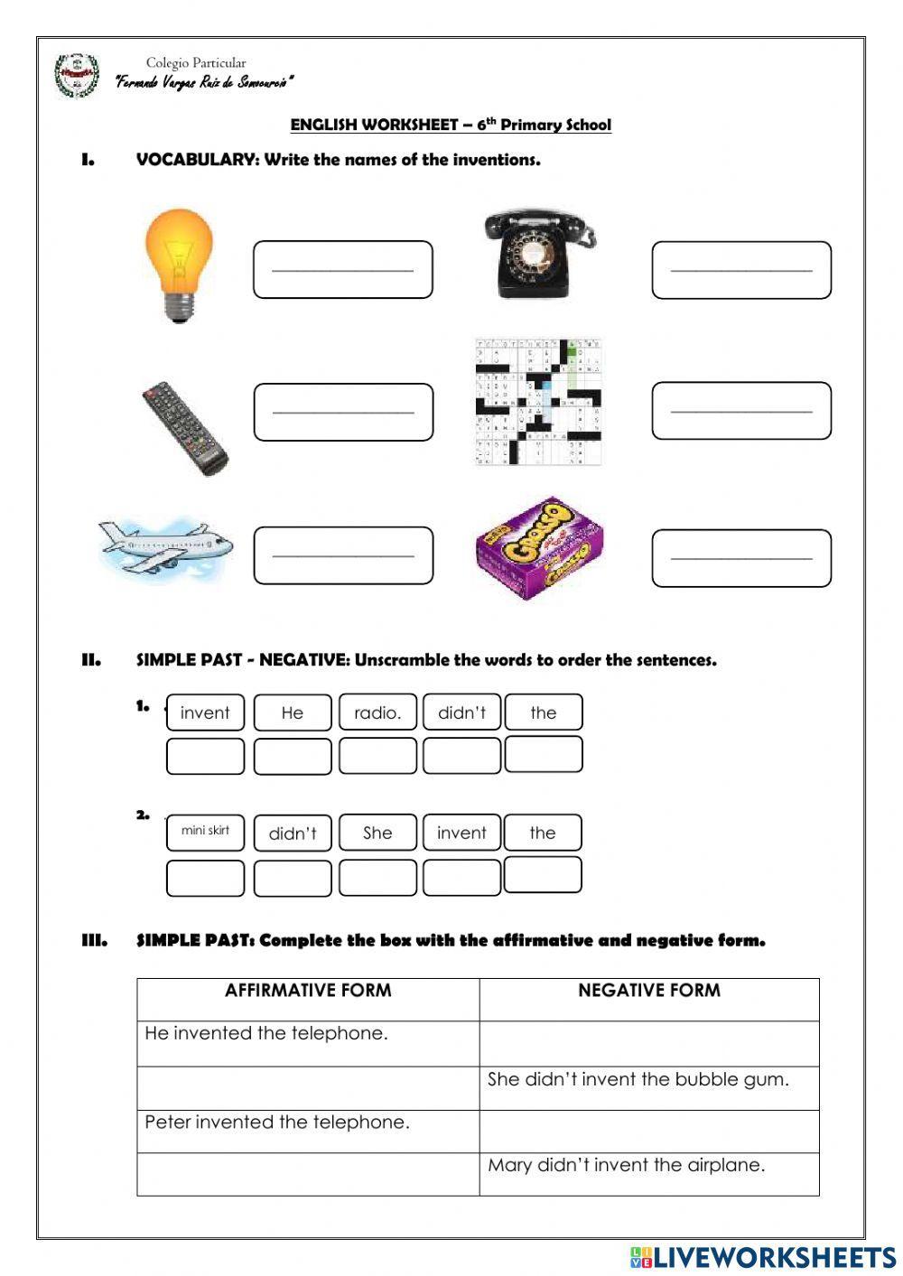 Inventions - simple past
