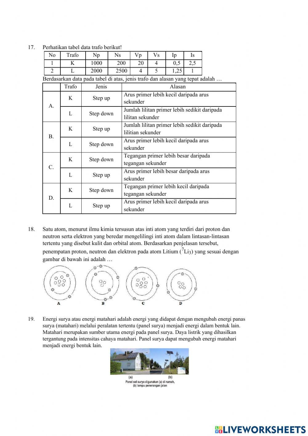 US kelas 9 tahun 2021