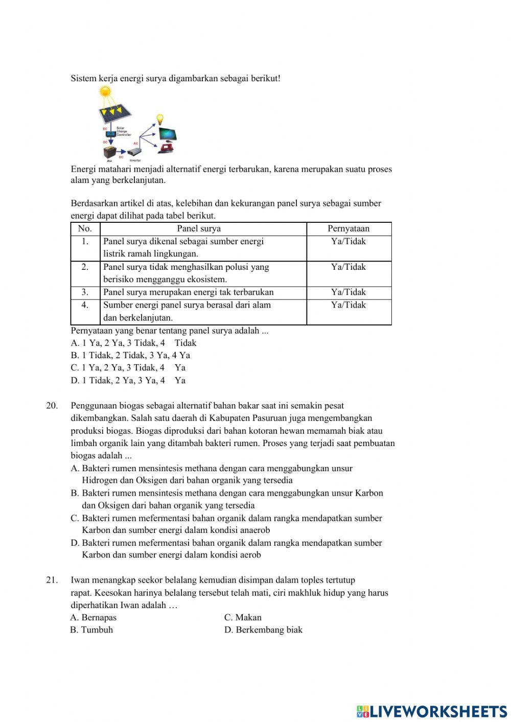 US kelas 9 tahun 2021