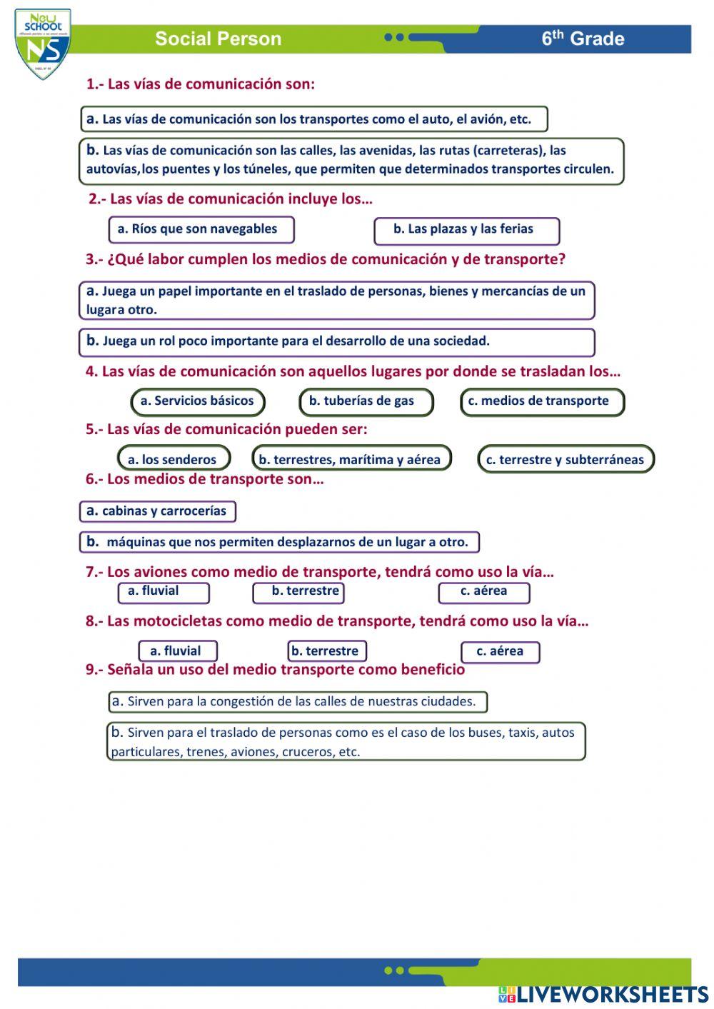 Vías y medio de transporte