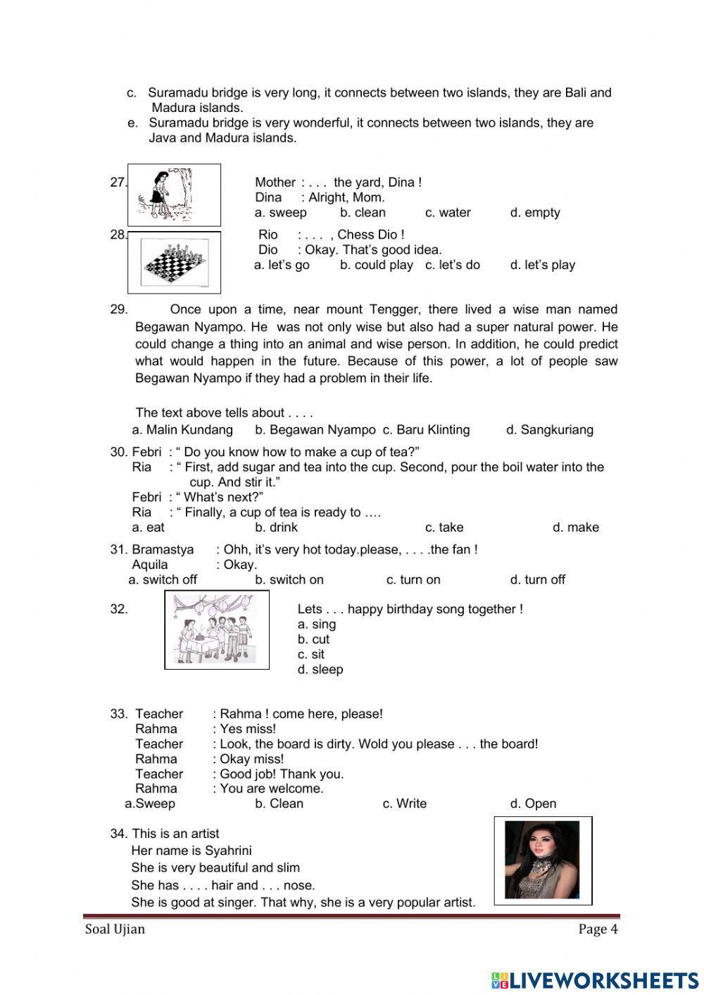 Ujian sekolah bahasa inggris kelas 6