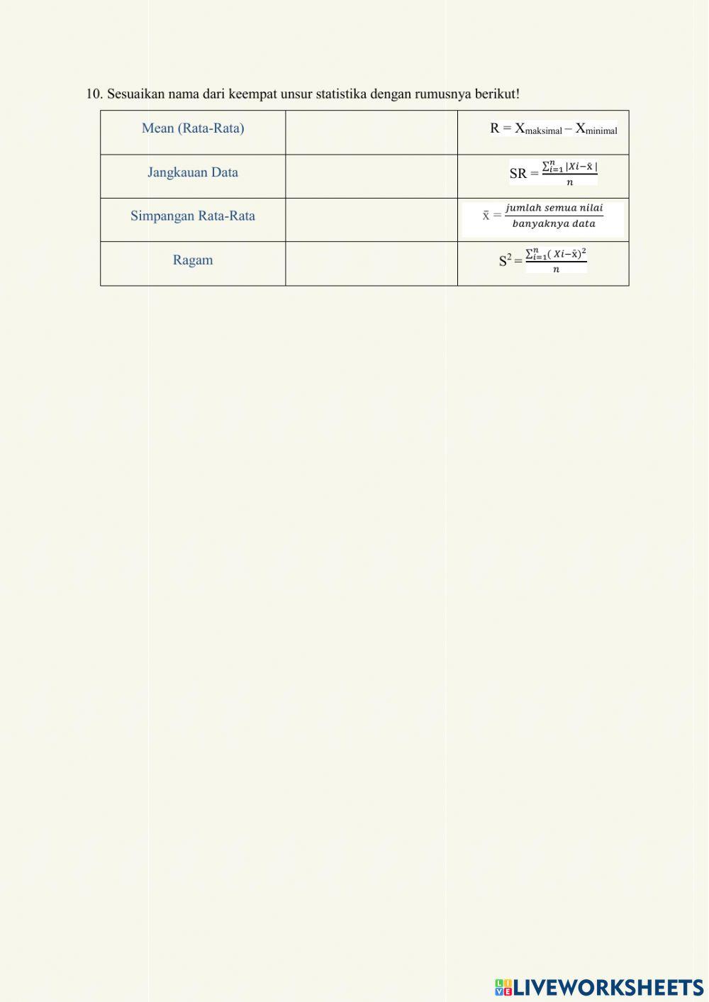 Lembar Soal Statistika Kelas 8 SMP