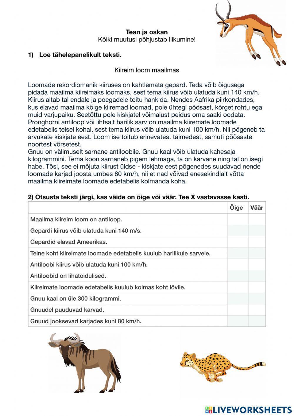 Tean ja oskan -Kõiki muutusi põhjustab liikumine.