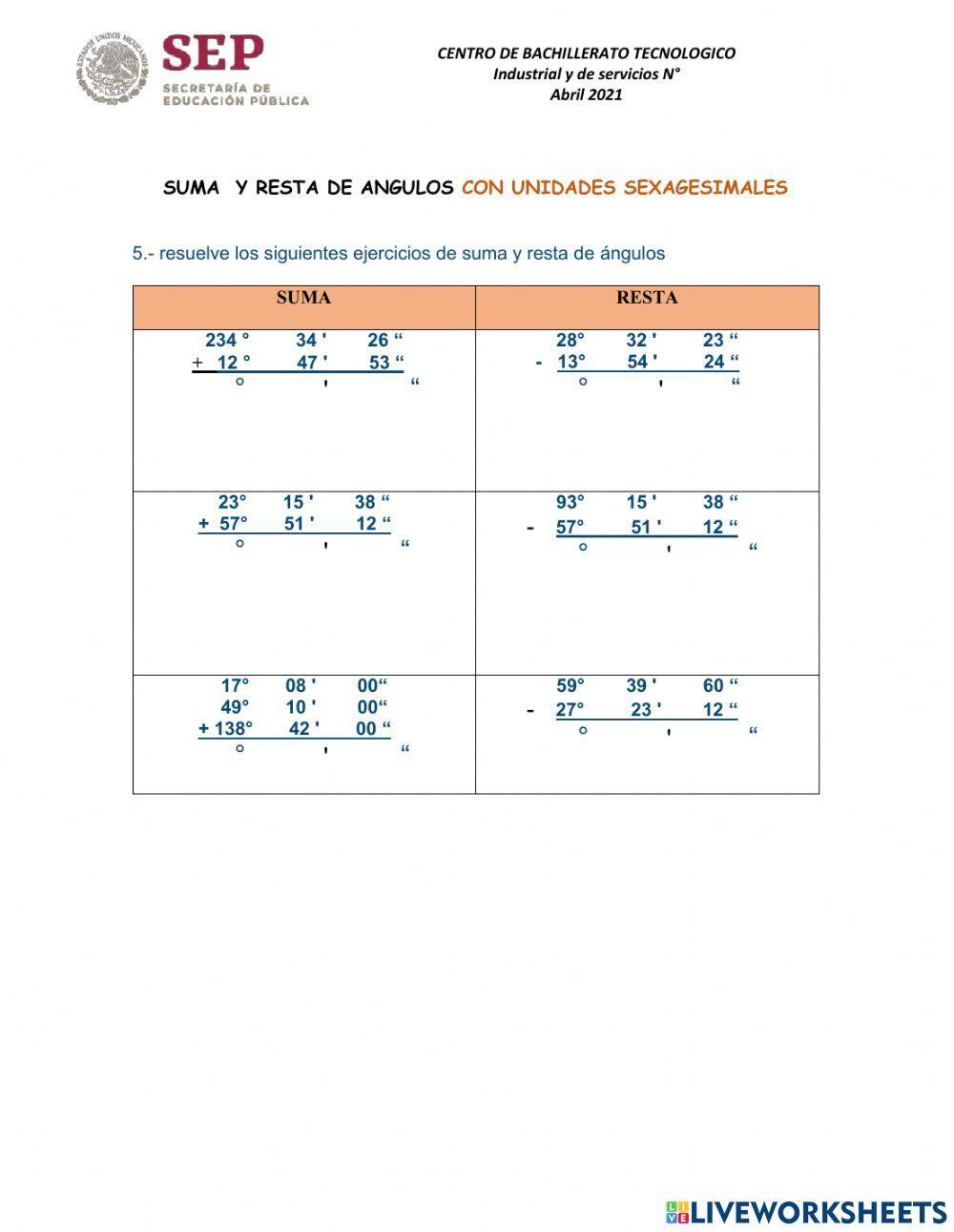 Conversiones grados a radianes