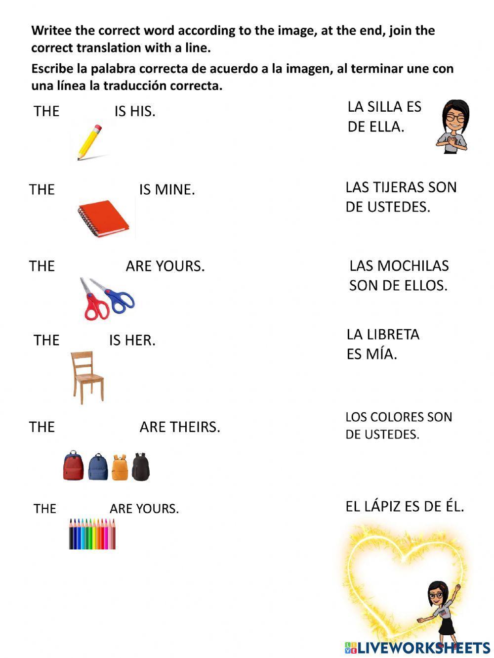 Pronombres posesivos en ingles
