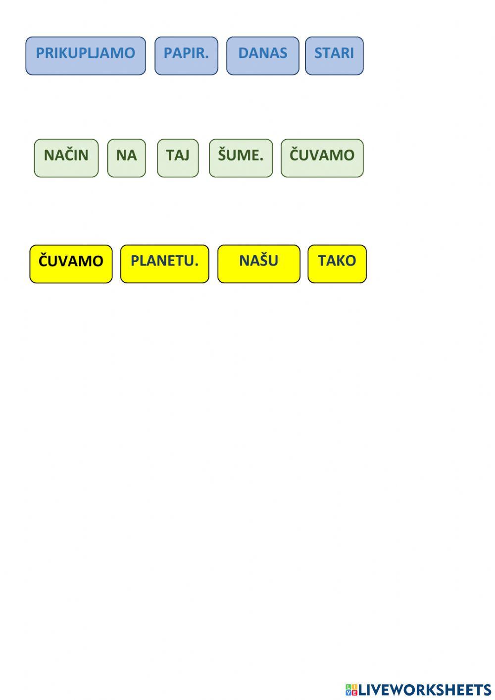 Riječi worksheet | Live Worksheets