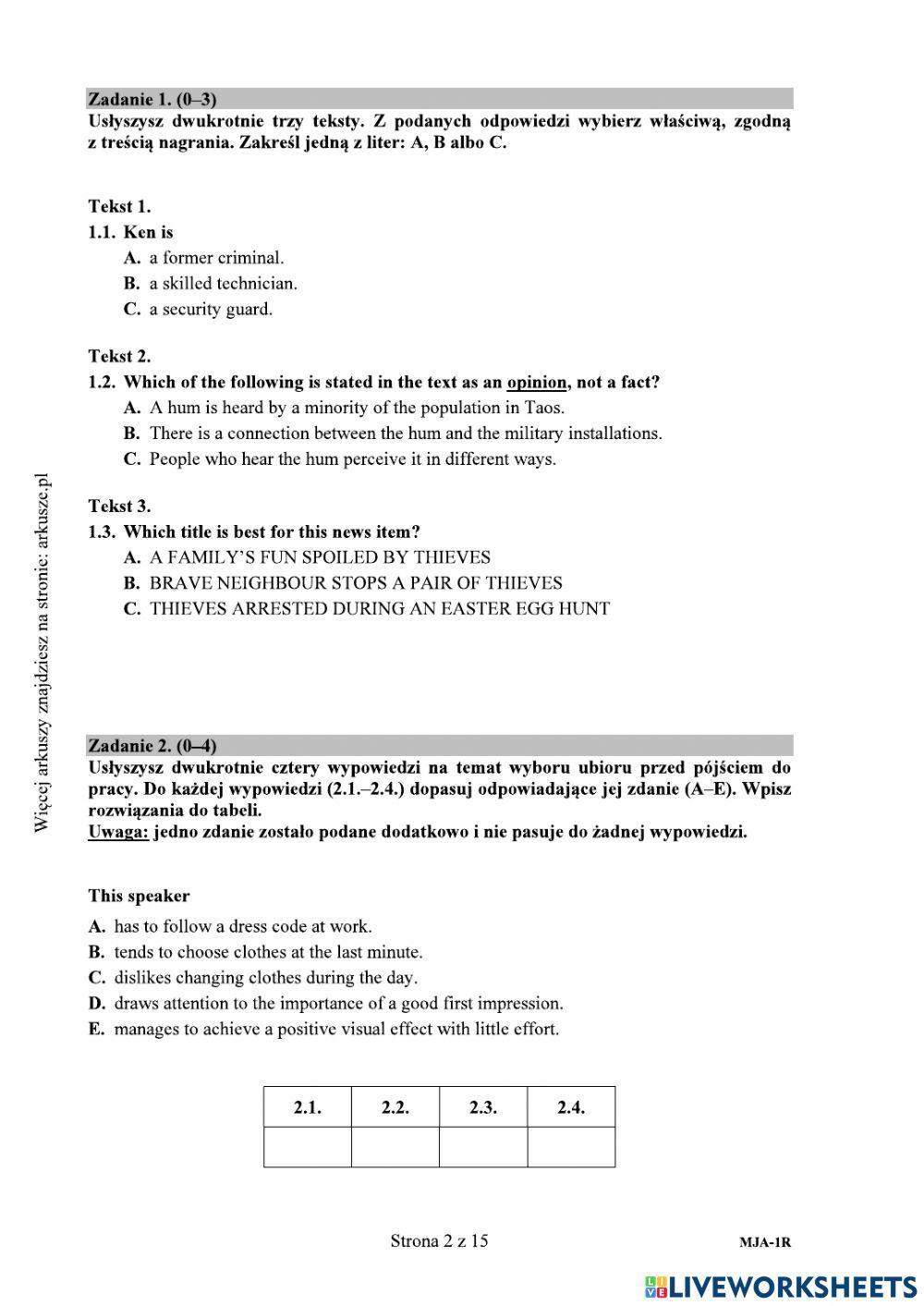 Matura 19 listening PR