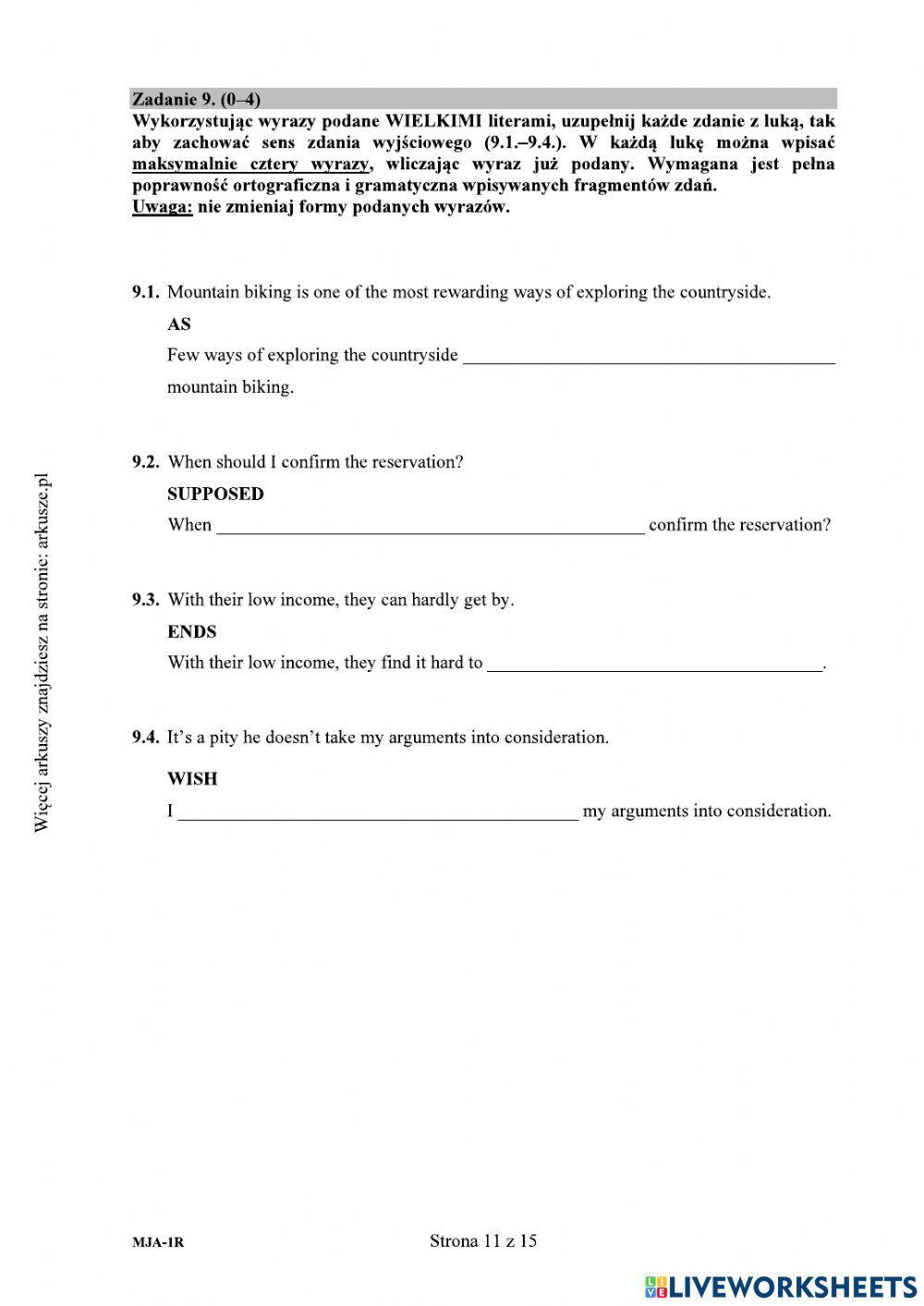 Matura 2019 reading use of English PR