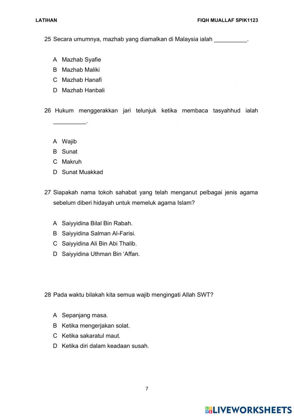 Latihan fiqh Muallaf