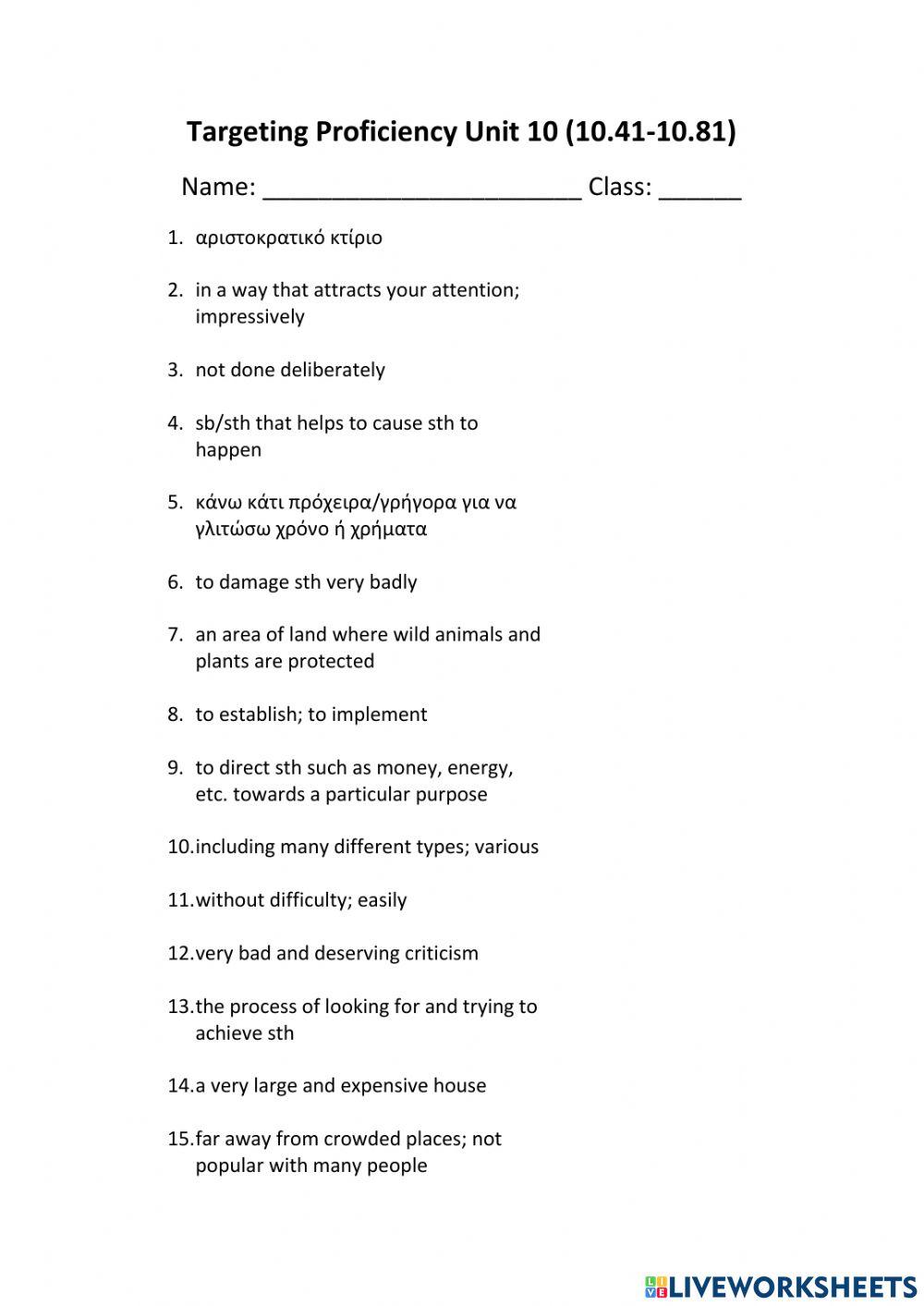 Targeting Proficiency Module 10 (10.41-10.81)