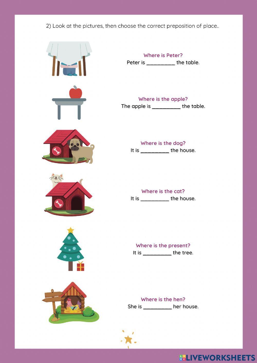 Prepositions of place 2