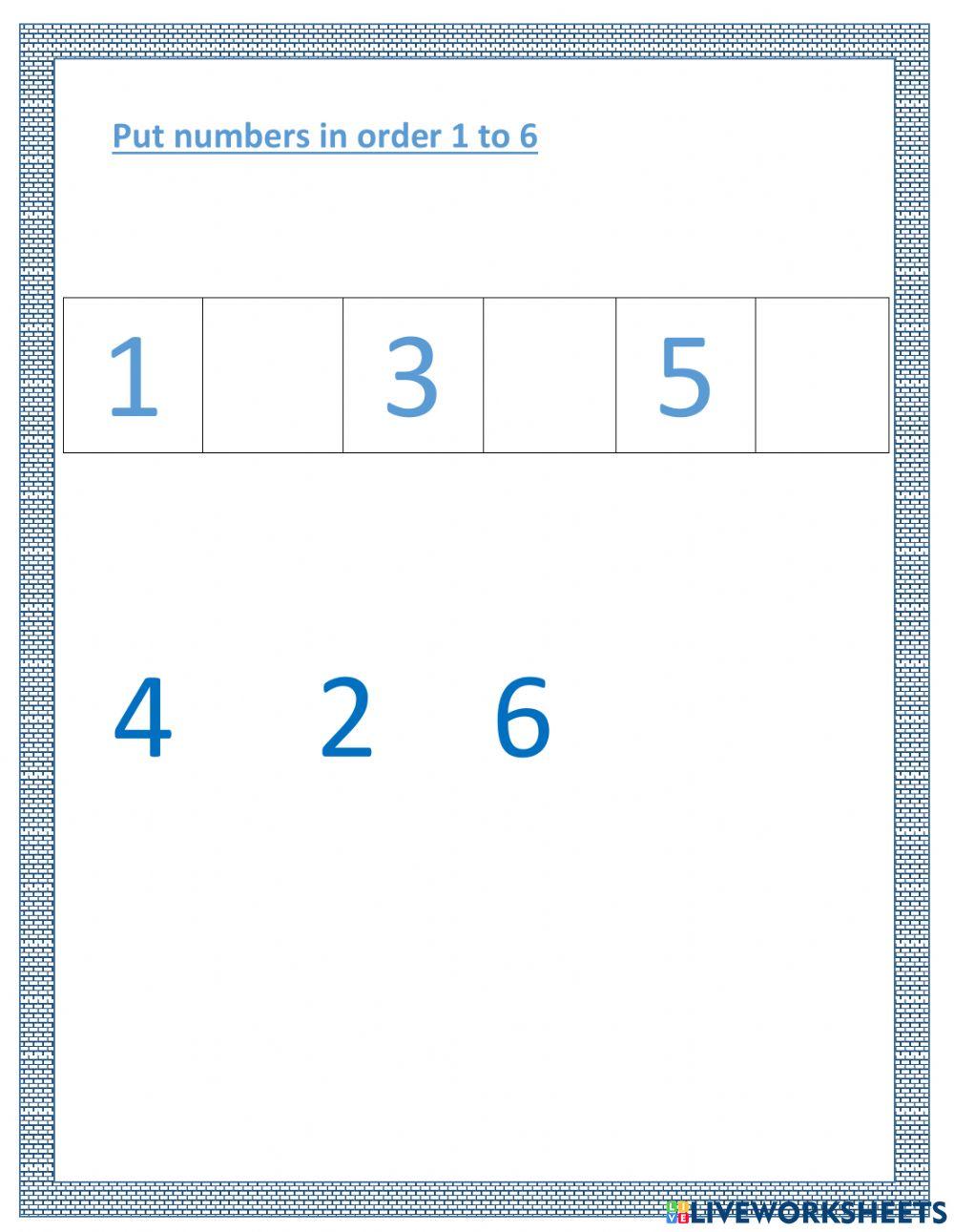 Missing numbers 1 to 6