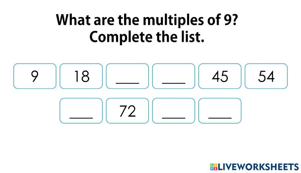 Multiples of 9