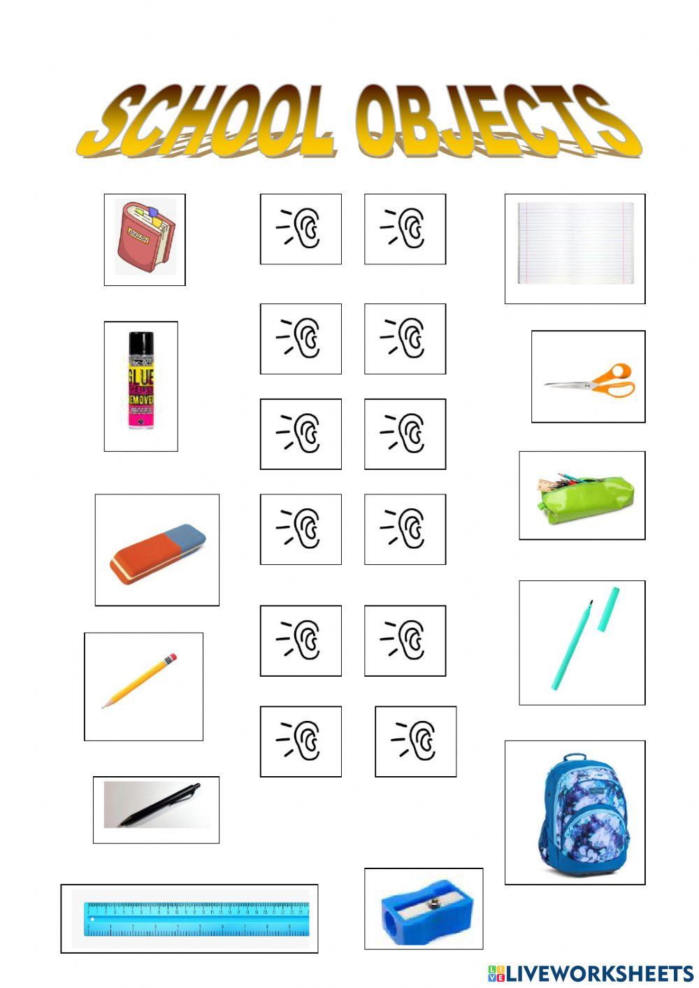 School objects online exercise for grade1 | Live Worksheets