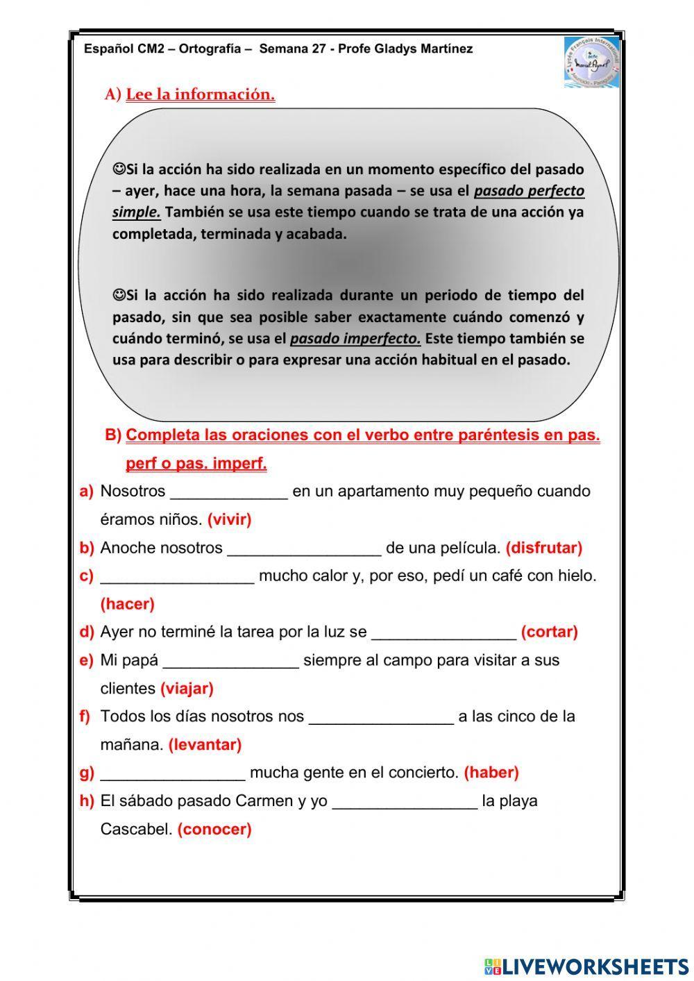 Pasado perfecto e imperfecto