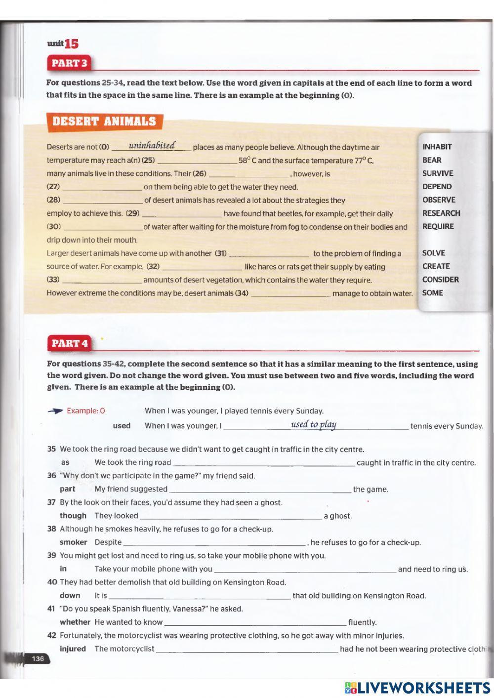 Use of English B2 - Unit 15 and Final FCE test