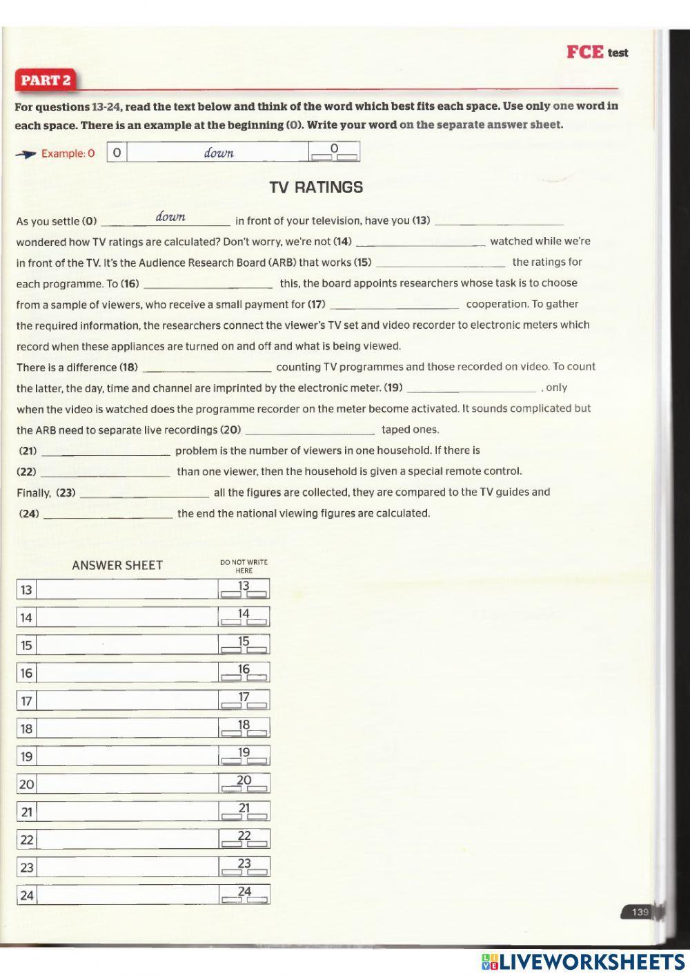 Use of English B2 - Unit 15 and Final FCE test