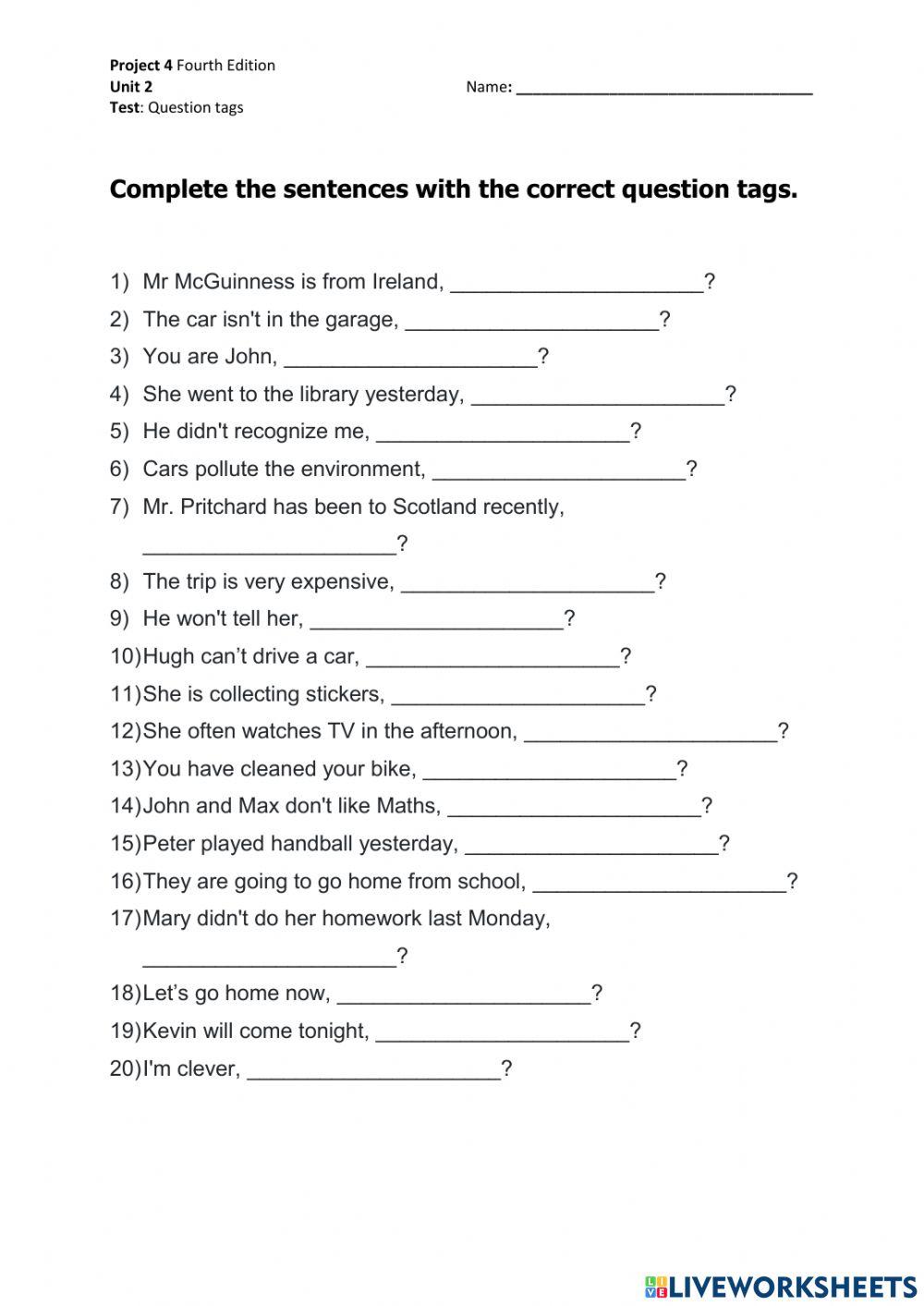 Question tags - test