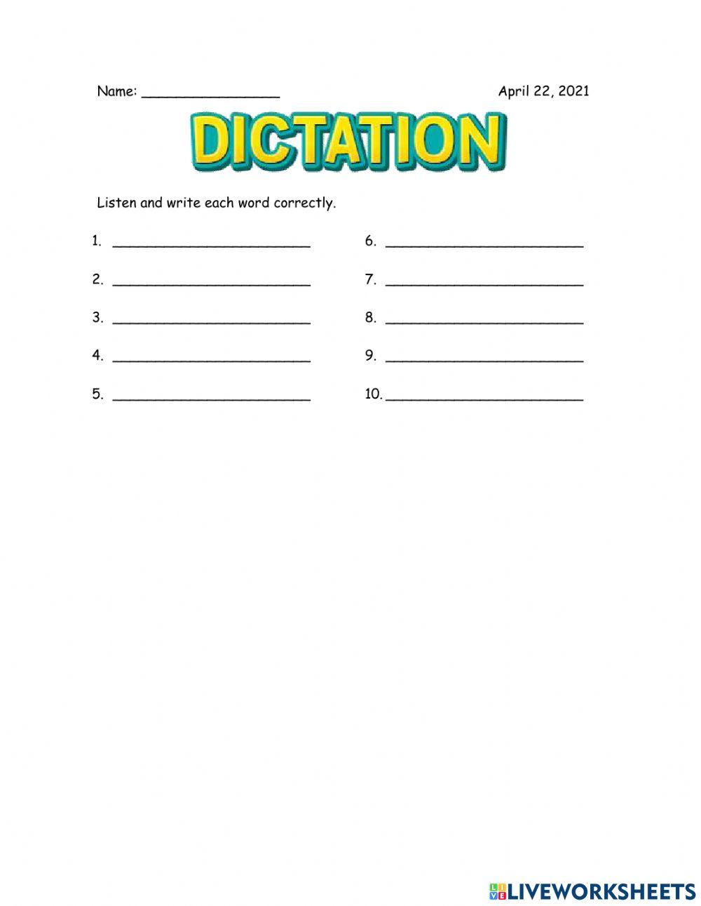 Dictation 2nd 04-22