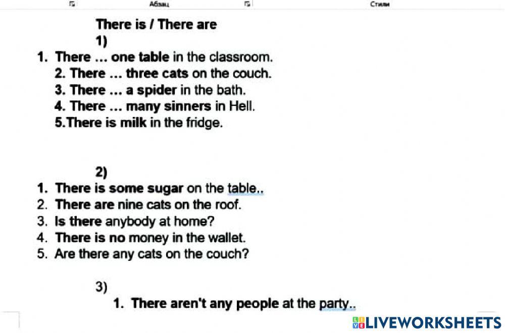 Verb, to have- has, there is-are