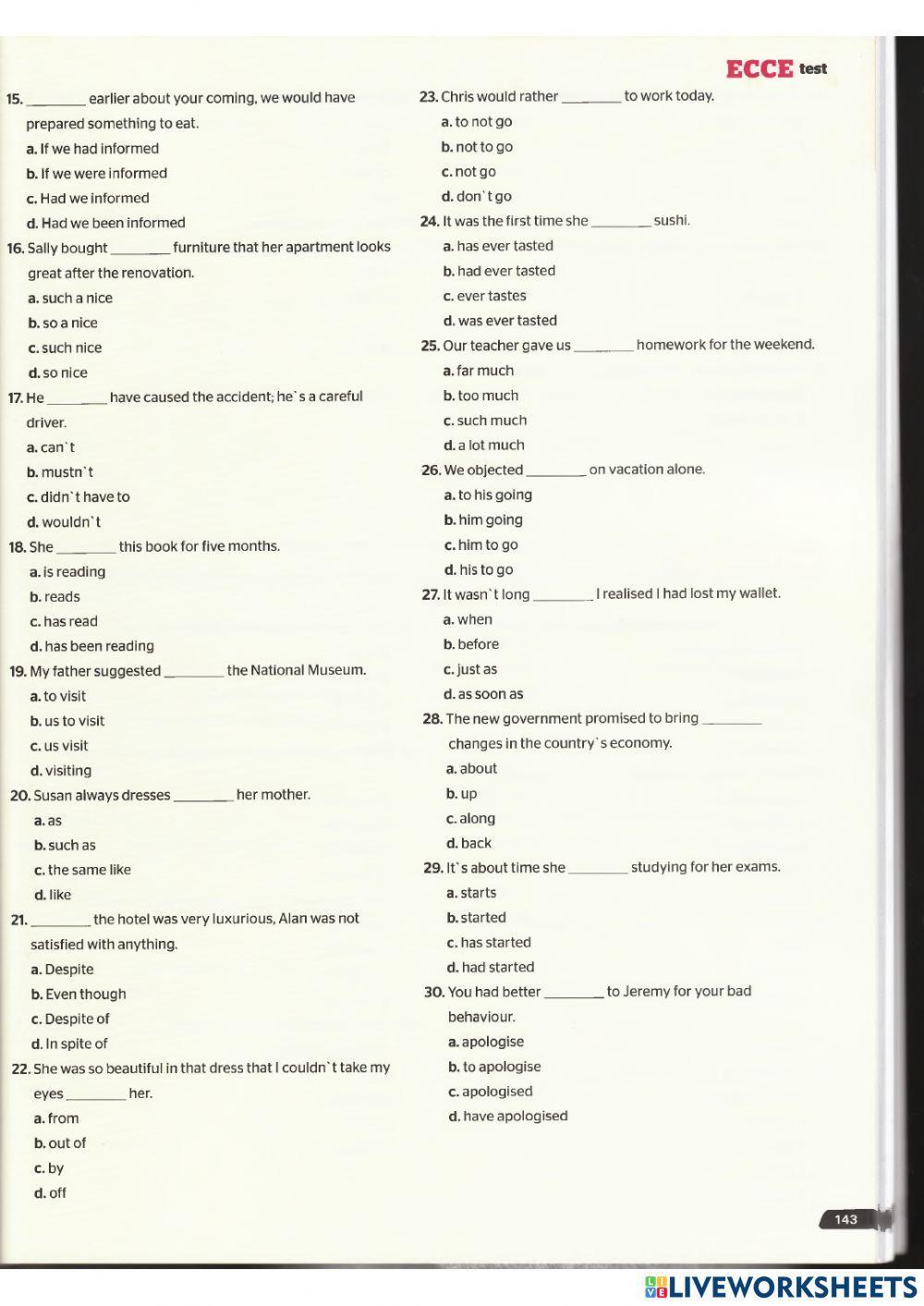 Use of English B2 - Final ECCE test