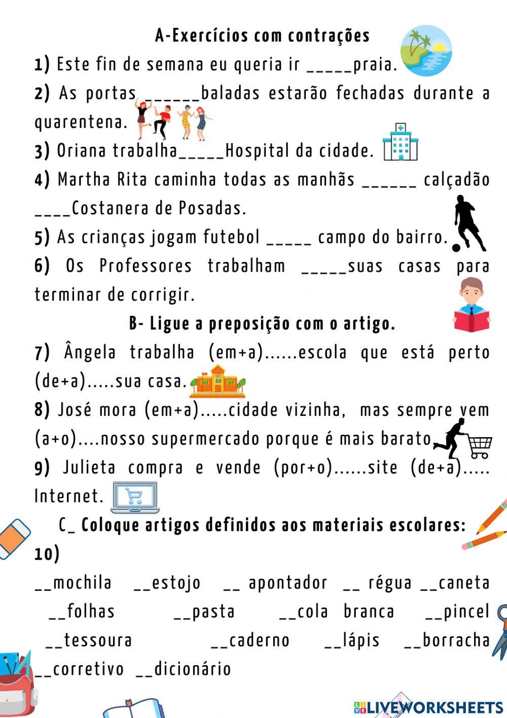 Artigos e contrações - Vocabulário específico