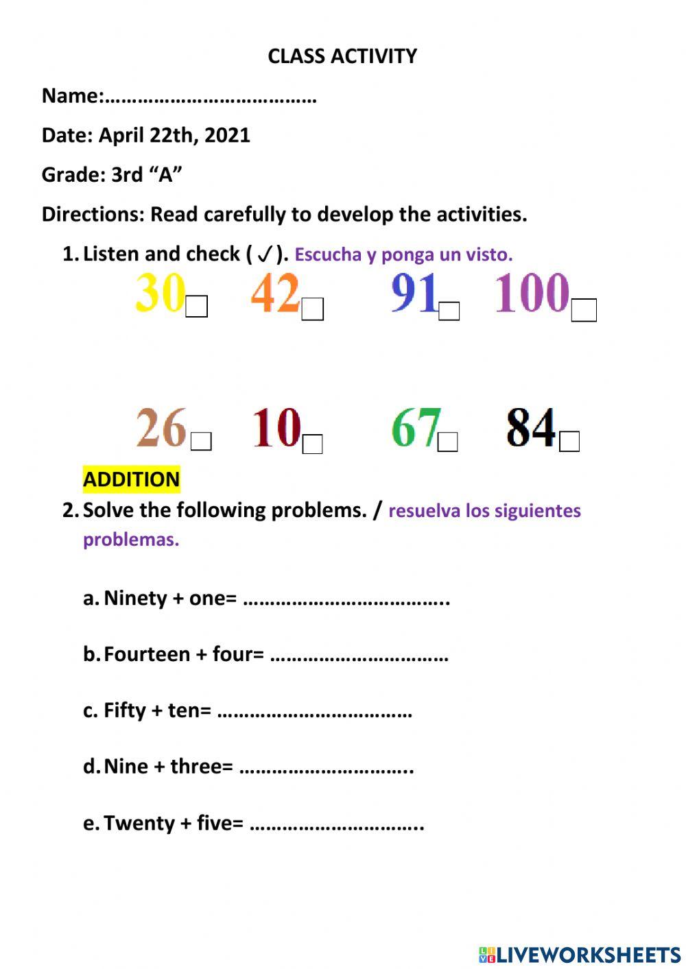 Addition and subtractions