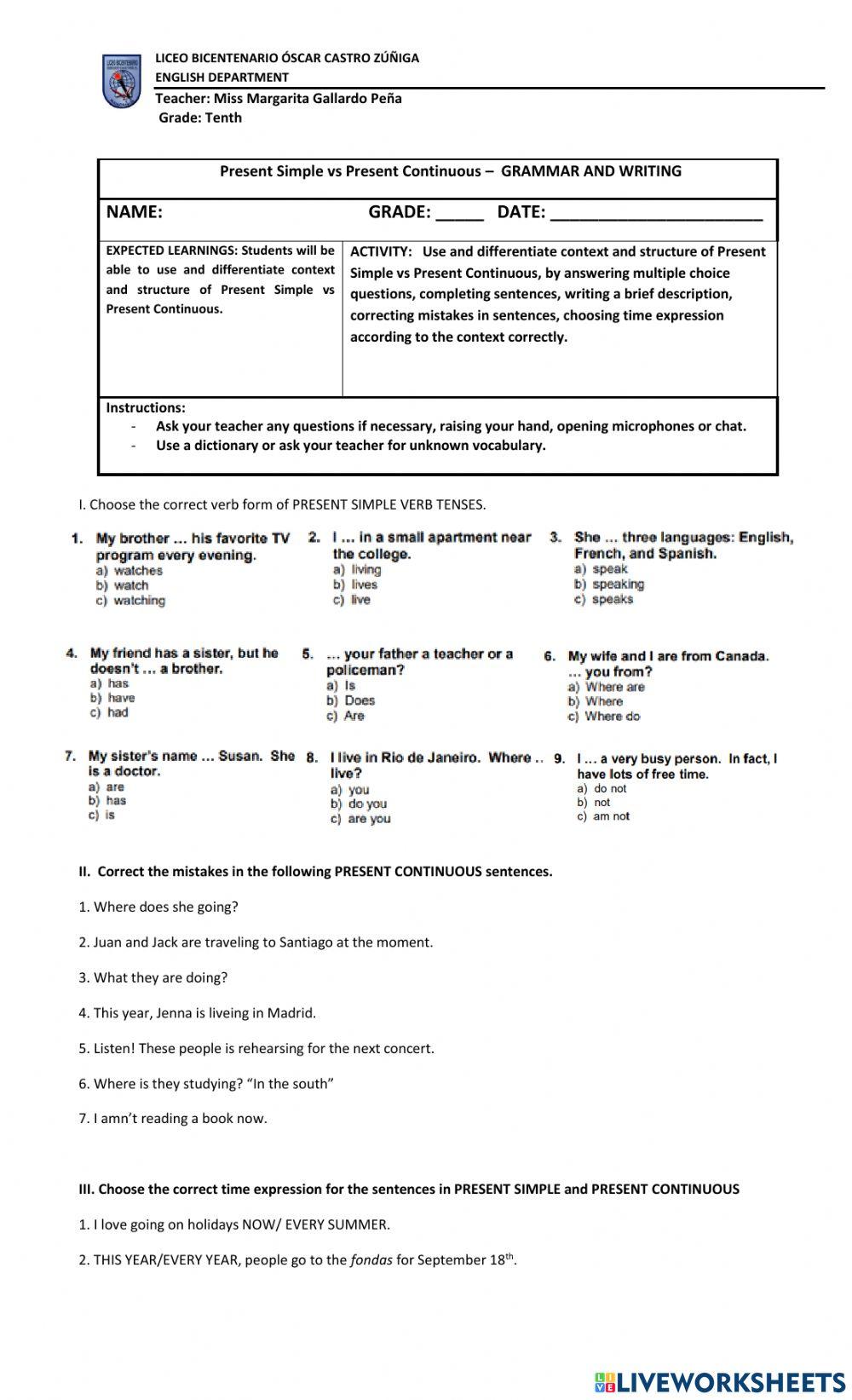 Present simple vs Present continuous